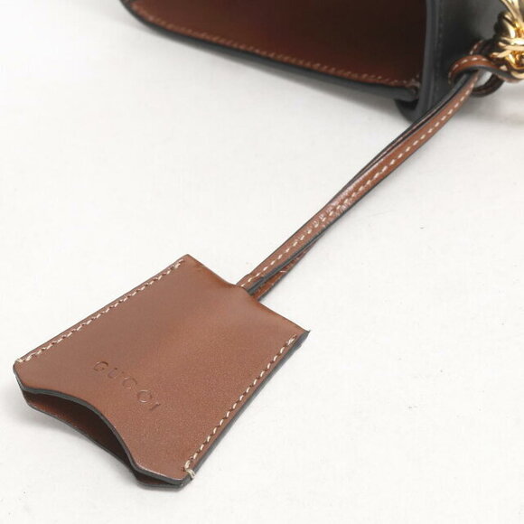 Gucci Interlock Chain Shoulder Bag Cowhide Calf Beige Brown Black - Picture 14 of 16